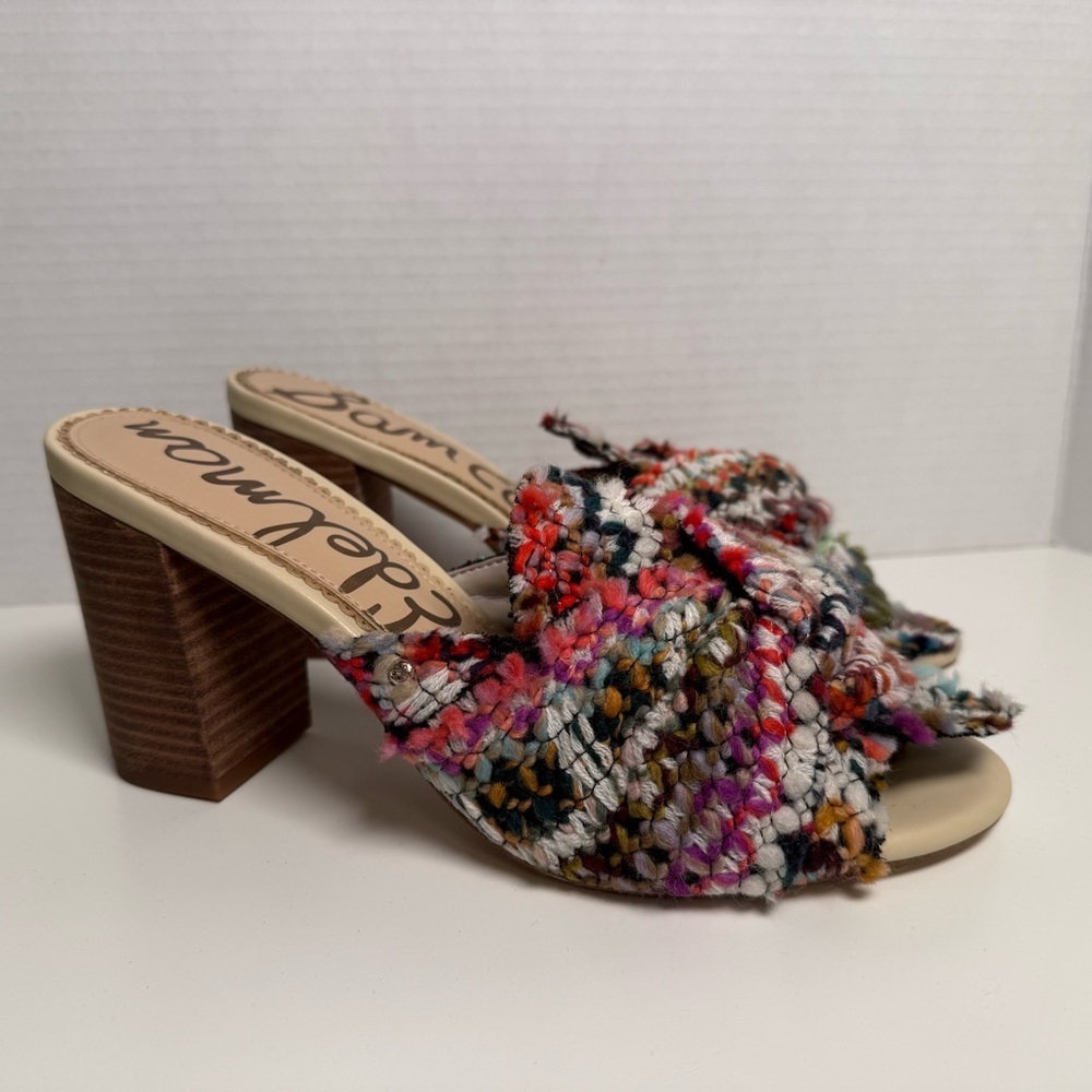 Sam Edelman Oda Slide Tweed Multicolor Knot Top Mule Sandal Size 8.5 Boho Fem - Picture 3 of 15